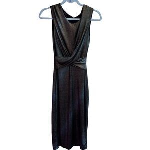 Estam Black Gold Sparkle Dress Bodycon S/M? Stretch Party Club Womens Shimmer